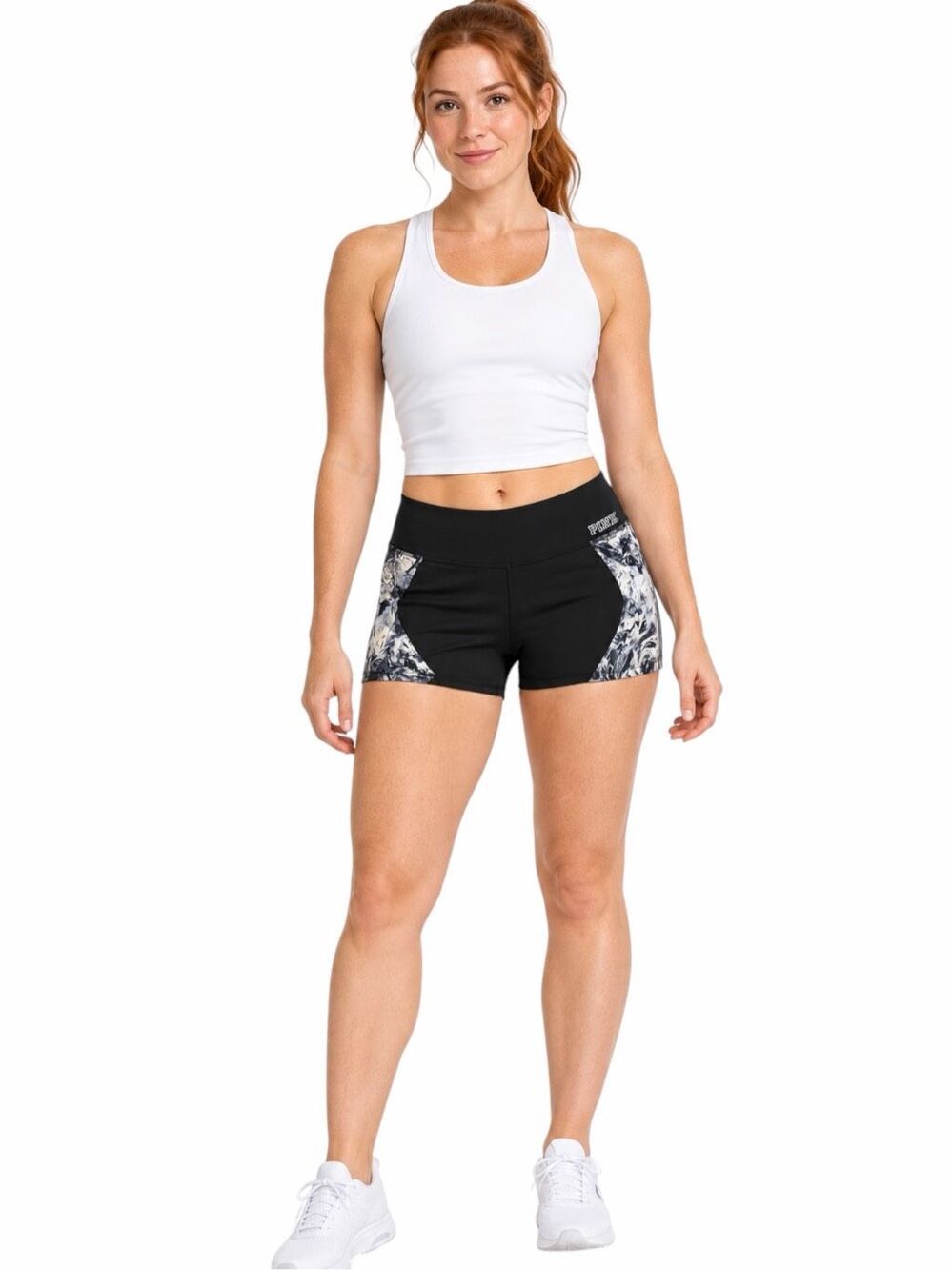 PINK VICTORIA’S SECRET Ultimate Yoga Black Marble Boy Shorts Large